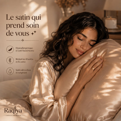 Pack 4 Taies D'oreillers 100% Satin De Soie + Bonnet + Chouchou Offerts 🎁