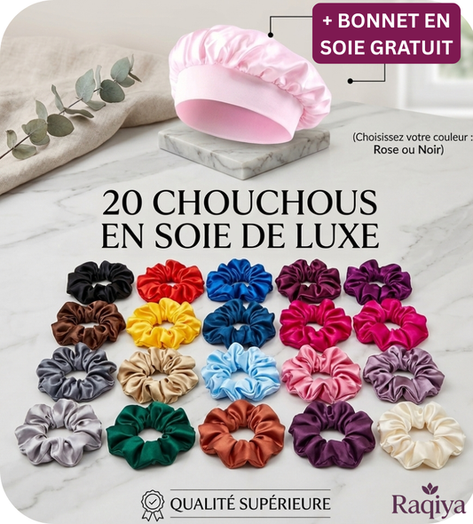 Pack 20 Chouchous en Soie + Bonnet Gratuit